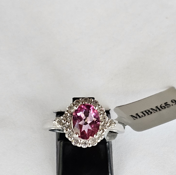 Genuine Pink & White Topaz Ring Sterling Silver Size 9! NWT - Picture 10 of 17